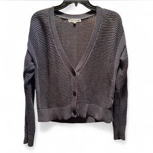 Elizabeth and James Blue knit Cropped Cardigan Sweater Button Cotton size Medium